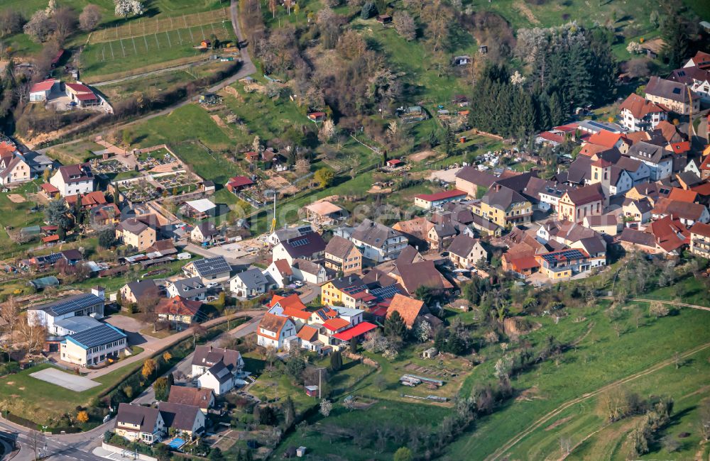 Aerial image Wallburg - town View of the streets and houses of the residential areas in Wallburg in the state Baden-Wuerttemberg, Germany