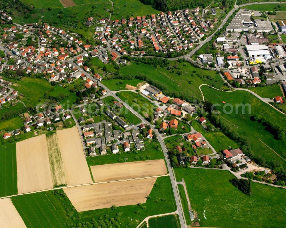 Wangen from above - Town View of the streets and houses of the residential areas in Wangen in the state Baden-Wuerttemberg, Germany