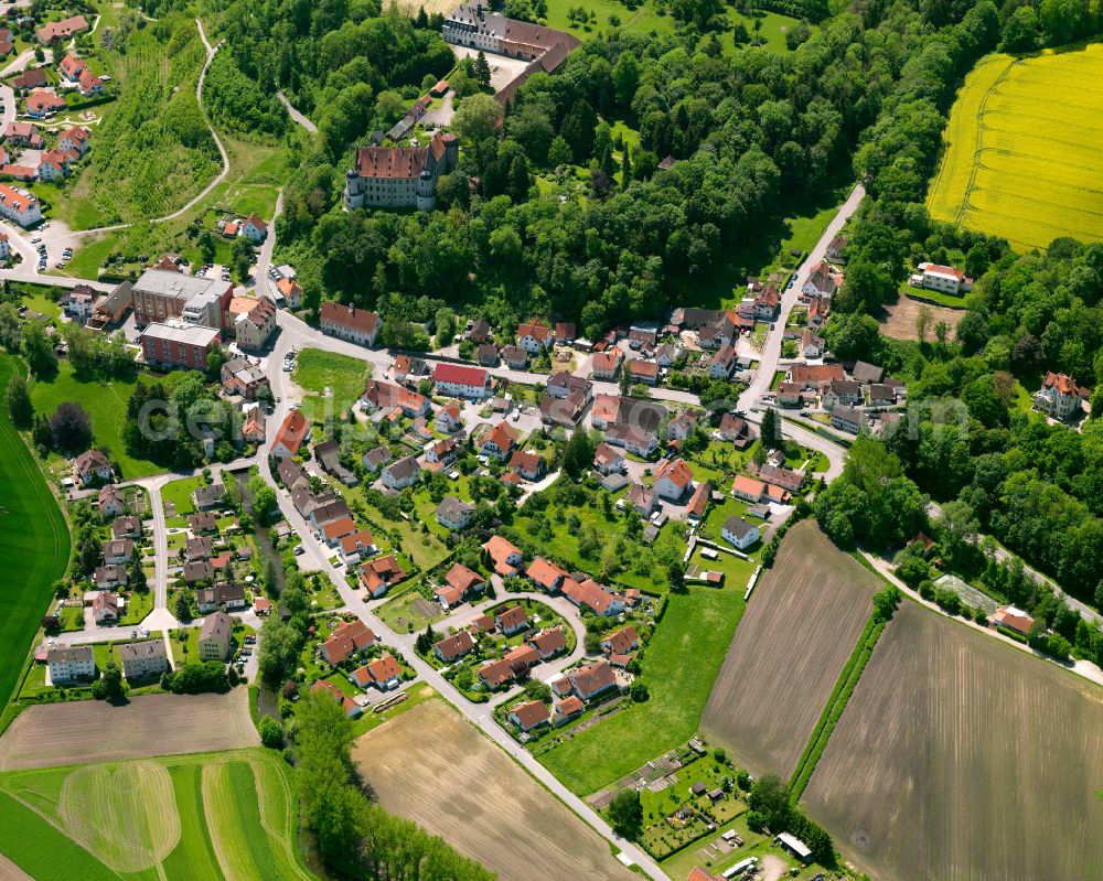 Aerial image Warthausen - Town View of the streets and houses of the residential areas in Warthausen in the state Baden-Wuerttemberg, Germany