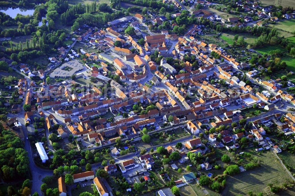 Aerial photograph Wegeleben - Town View of the streets and houses of the residential areas in Wegeleben in the state Saxony-Anhalt, Germany