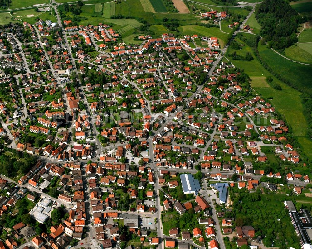 Aerial image Welzheim - Town View of the streets and houses of the residential areas in Welzheim in the state Baden-Wuerttemberg, Germany