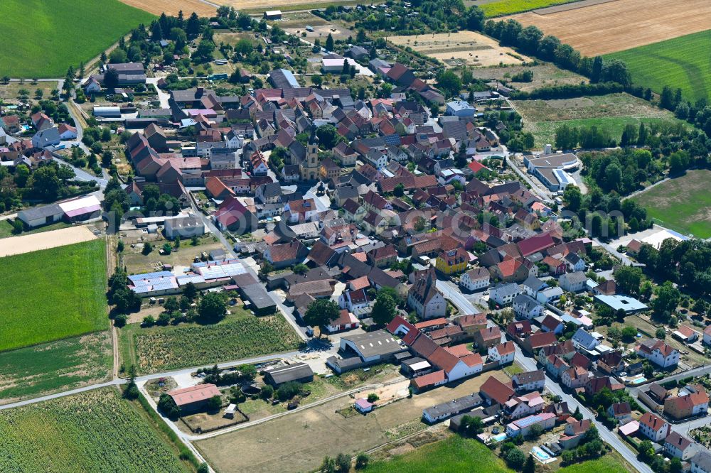 Aerial image Werneck - Town View of the streets and houses of the residential areas in the district Ettleben in Werneck in the state Bavaria, Germany