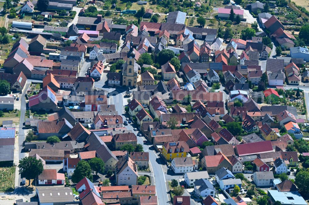 Werneck from above - Town View of the streets and houses of the residential areas in the district Ettleben in Werneck in the state Bavaria, Germany