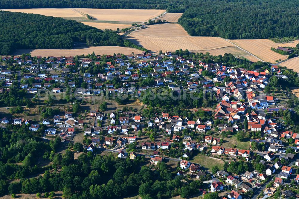 Wernfeld from above - Town View of the streets and houses of the residential areas in Wernfeld in the state Bavaria, Germany