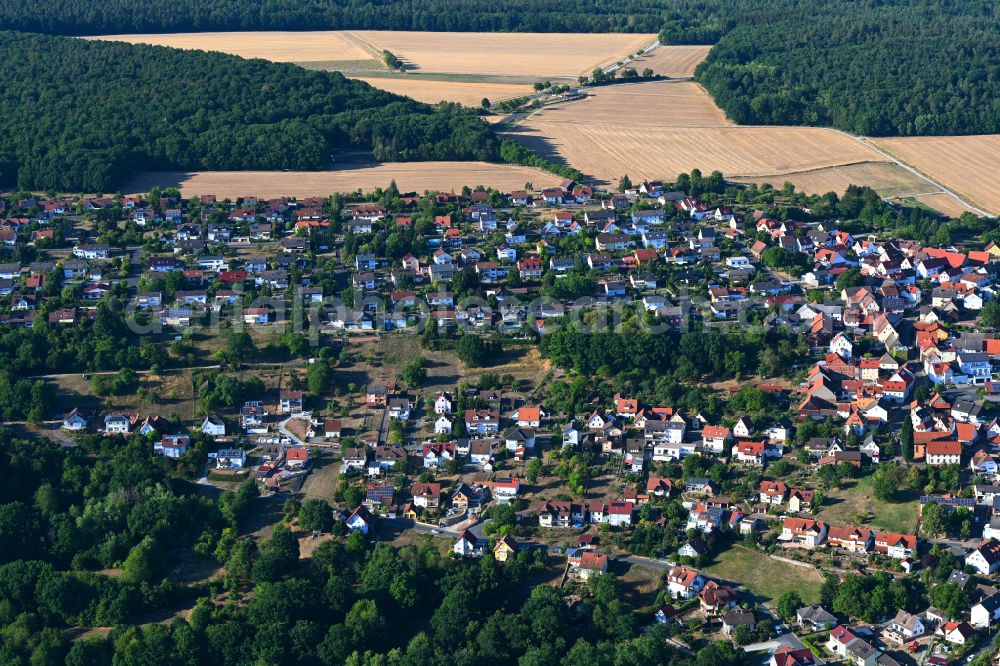 Wernfeld from the bird's eye view: Town View of the streets and houses of the residential areas in Wernfeld in the state Bavaria, Germany