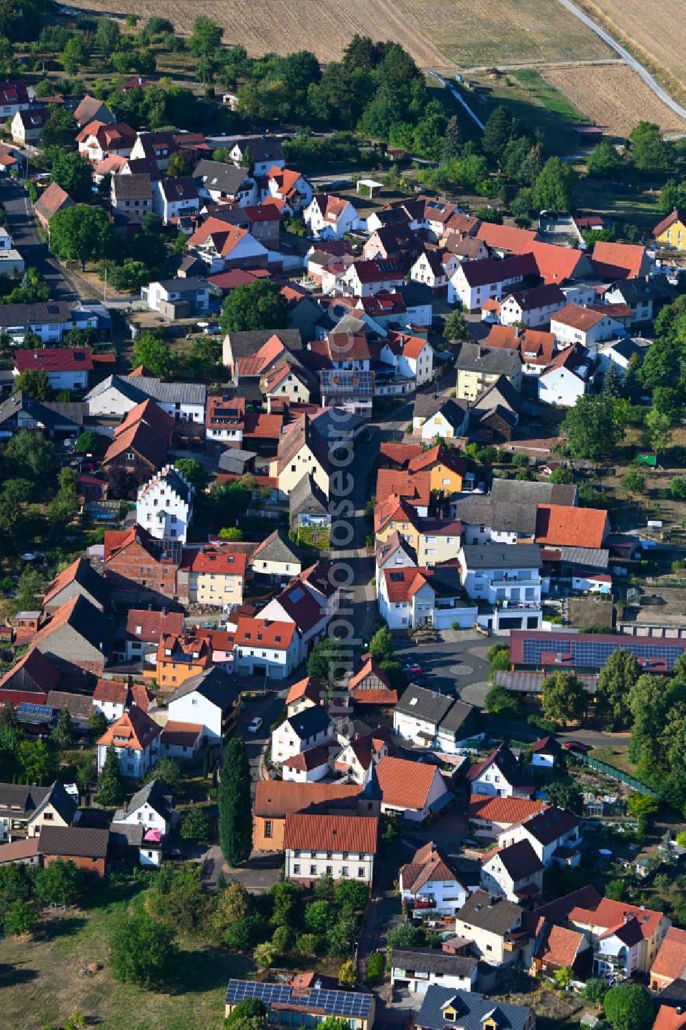 Aerial photograph Wernfeld - Town View of the streets and houses of the residential areas in Wernfeld in the state Bavaria, Germany