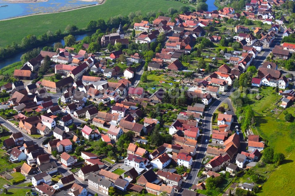 Werra-Suhl-Tal from above - Town View of the streets and houses of the residential areas in Werra-Suhl-Tal in the state Thuringia, Germany