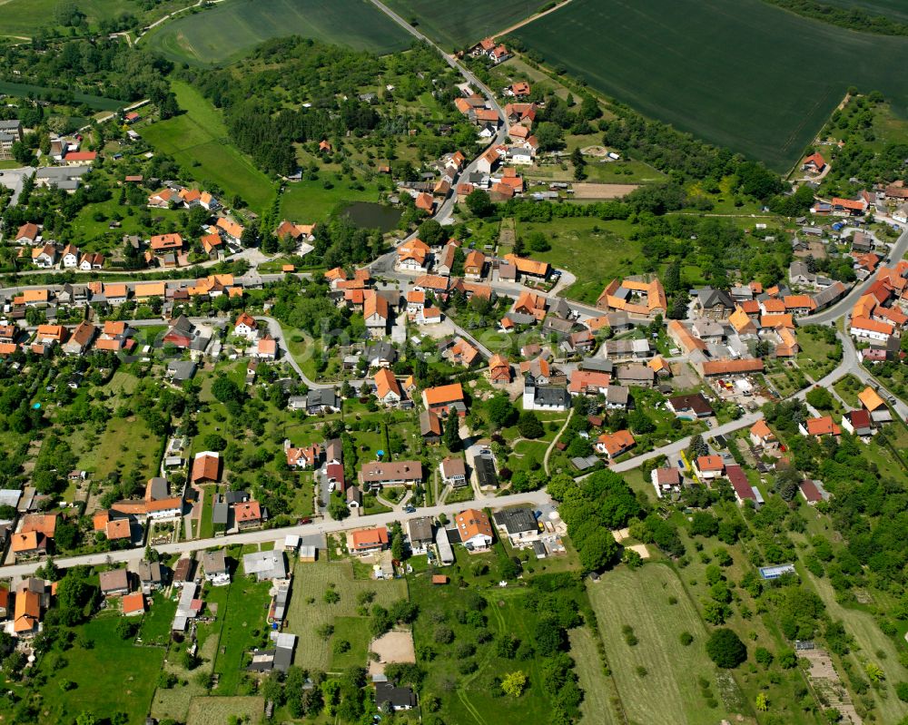 Wienrode from above - Town View of the streets and houses of the residential areas in Wienrode in the state Saxony-Anhalt, Germany