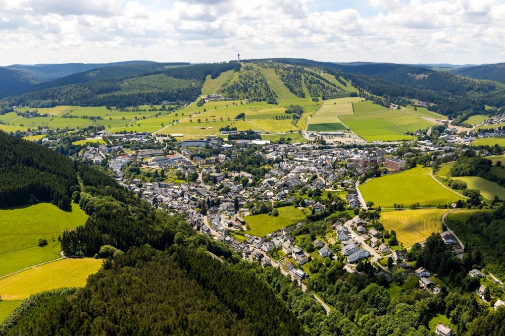 Willingen (Upland) from above - Town View of the streets and houses of the residential areas in Willingen (Upland) in the state Hesse, Germany
