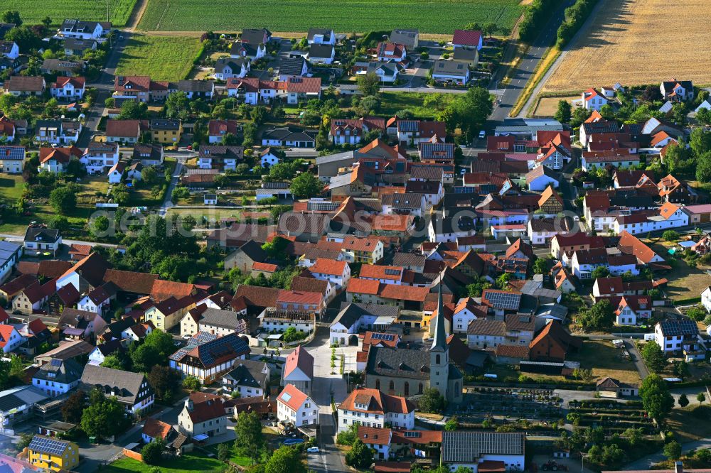 Aerial photograph Wollbach - Town View of the streets and houses of the residential areas in Wollbach in the state Bavaria, Germany