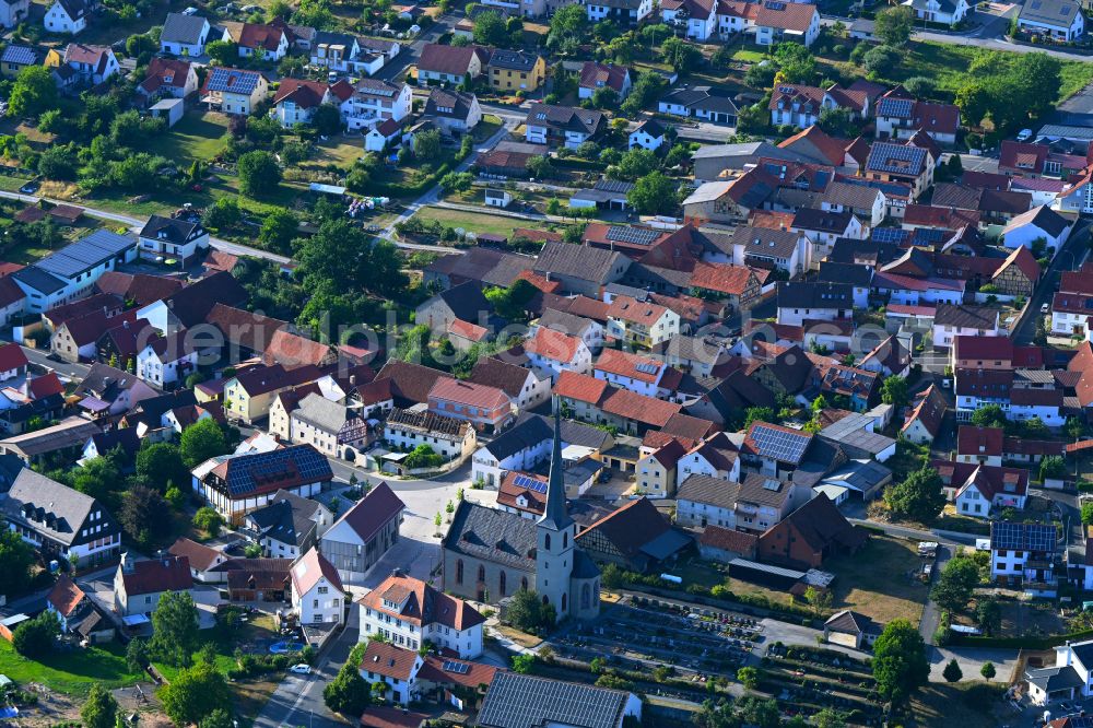 Wollbach from the bird's eye view: Town View of the streets and houses of the residential areas in Wollbach in the state Bavaria, Germany