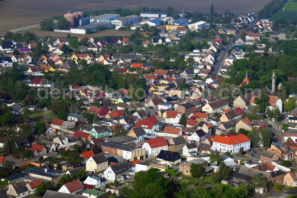Wulfen from above - Town View of the streets and houses of the residential areas in Wulfen in the state Saxony-Anhalt, Germany