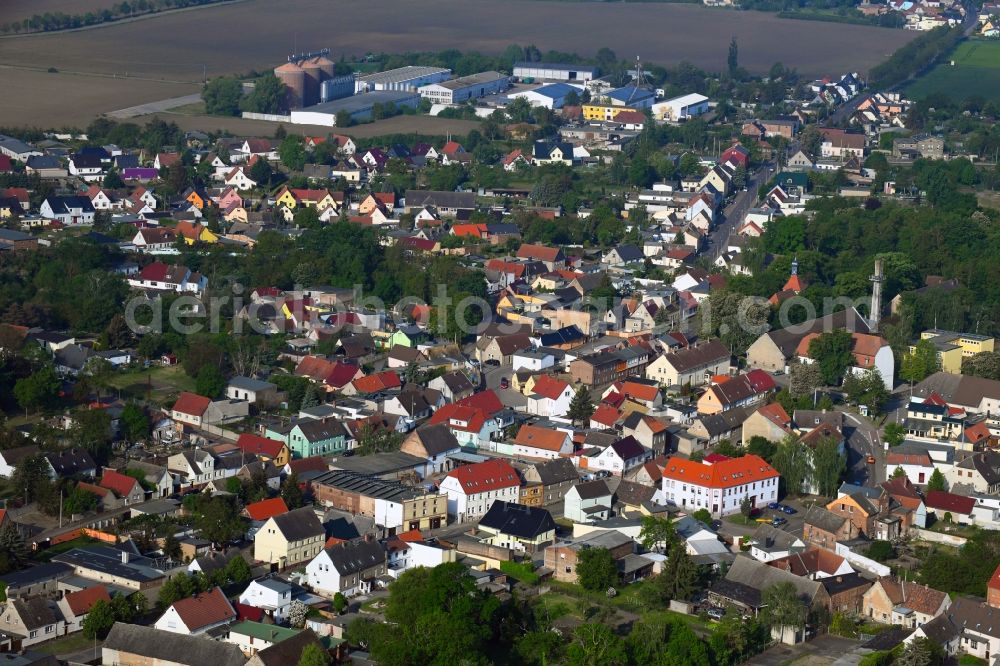 Aerial image Wulfen - Town View of the streets and houses of the residential areas in Wulfen in the state Saxony-Anhalt, Germany