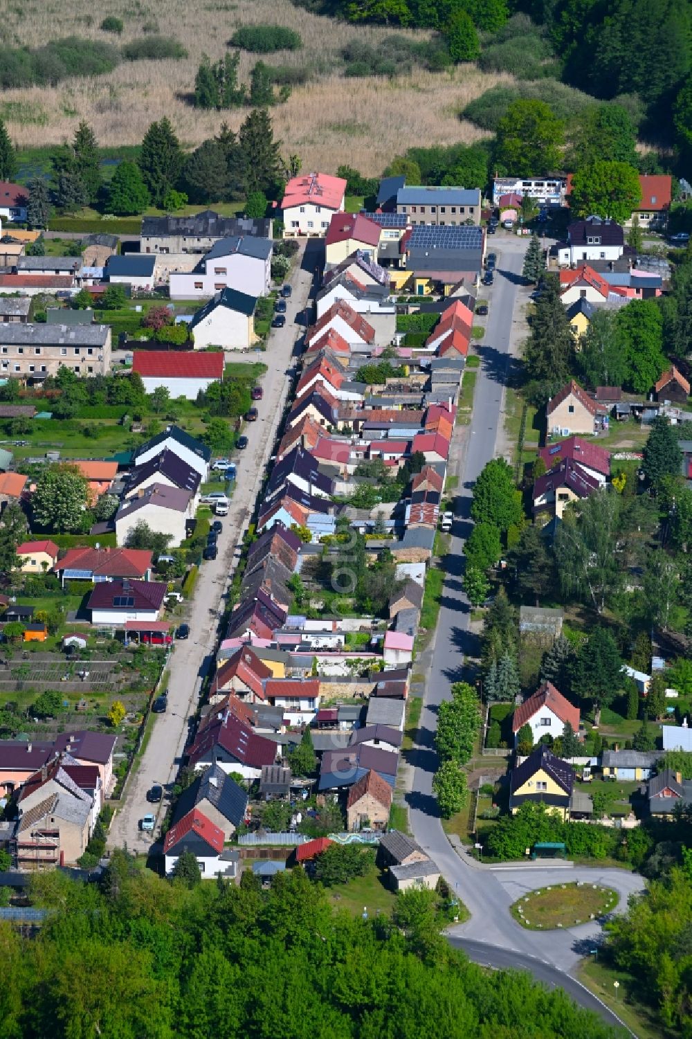 Zehdenick from above - Town View of the streets and houses of the residential areas on Havel in Zehdenick in the state Brandenburg, Germany