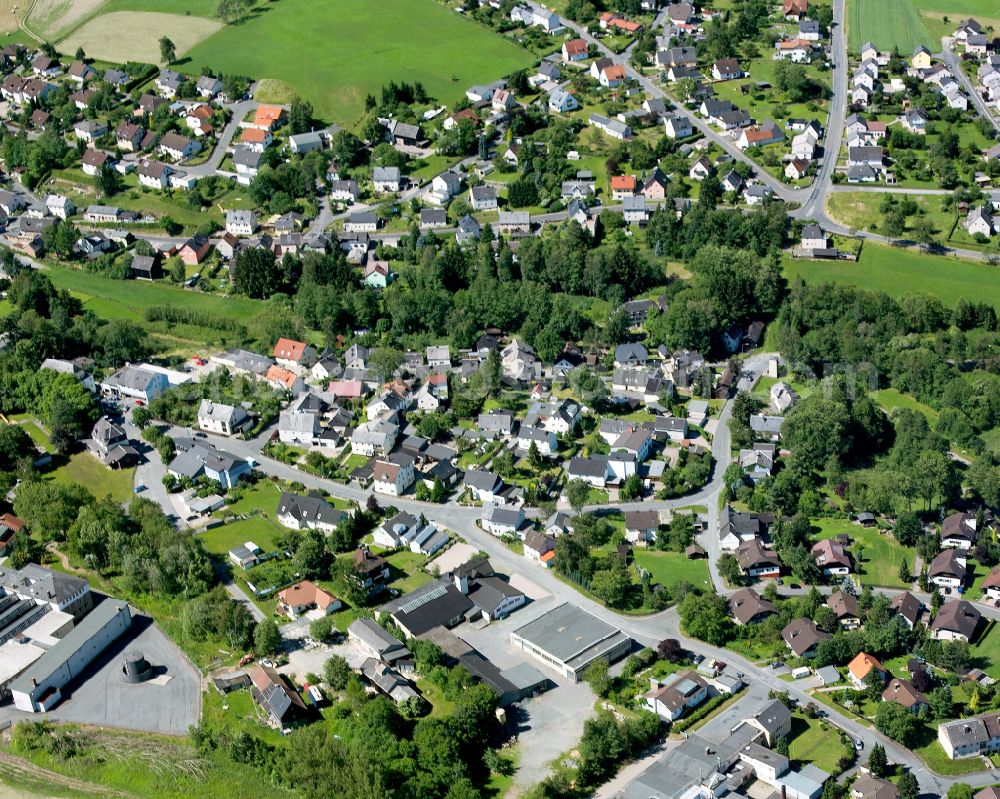 Aerial image Zell im Fichtelgebirge - Town View of the streets and houses of the residential areas in Zell im Fichtelgebirge in the state Bavaria, Germany