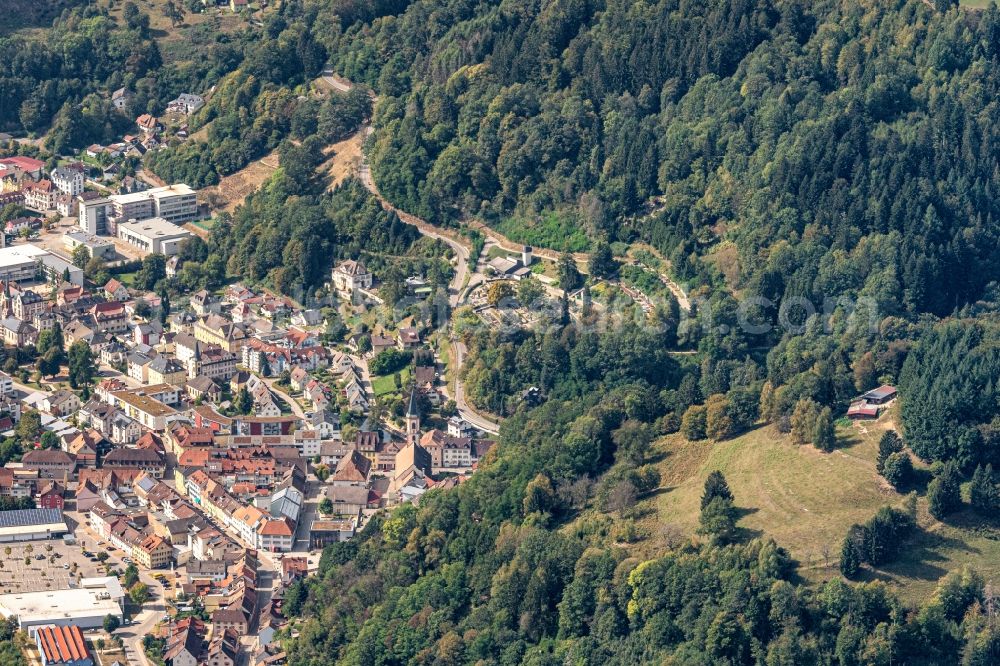 Zell im Wiesental from the bird's eye view: Town View of the streets and houses of the residential areas in Zell im Wiesental in the state Baden-Wurttemberg, Germany