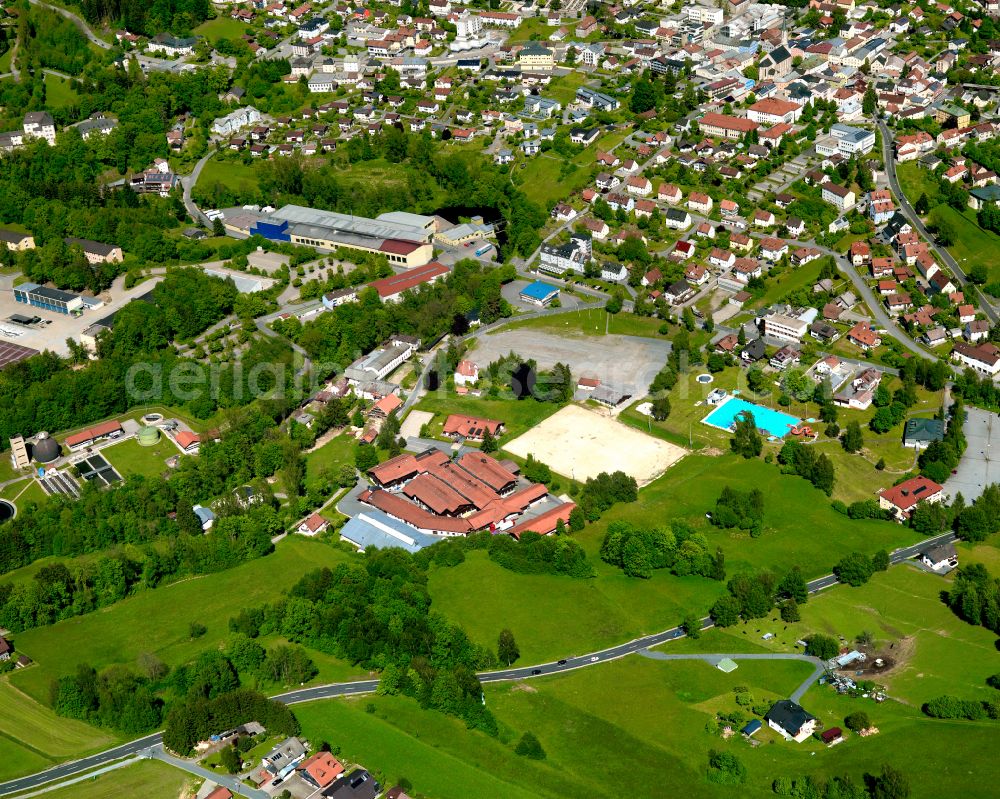 Freyung from above - City view of the streets and houses of the residential areas on Zuppinger Strasse in Freyung in the state Bavaria, Germany