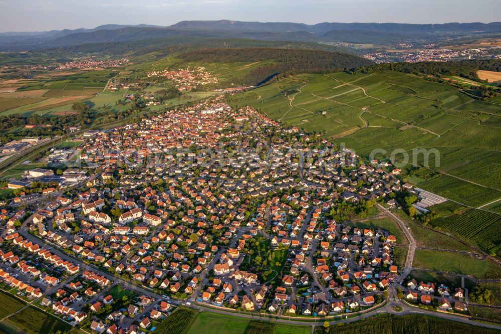 Marlenheim from above - Town center on the edge of vineyards in Marlenheim in Grand Est, France