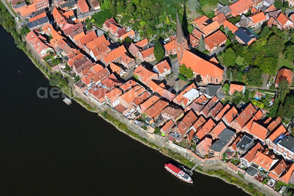 Aerial image Lauenburg/Elbe - Town on the banks of the river of the River Elbe in Lauenburg/Elbe in the state Schleswig-Holstein, Germany