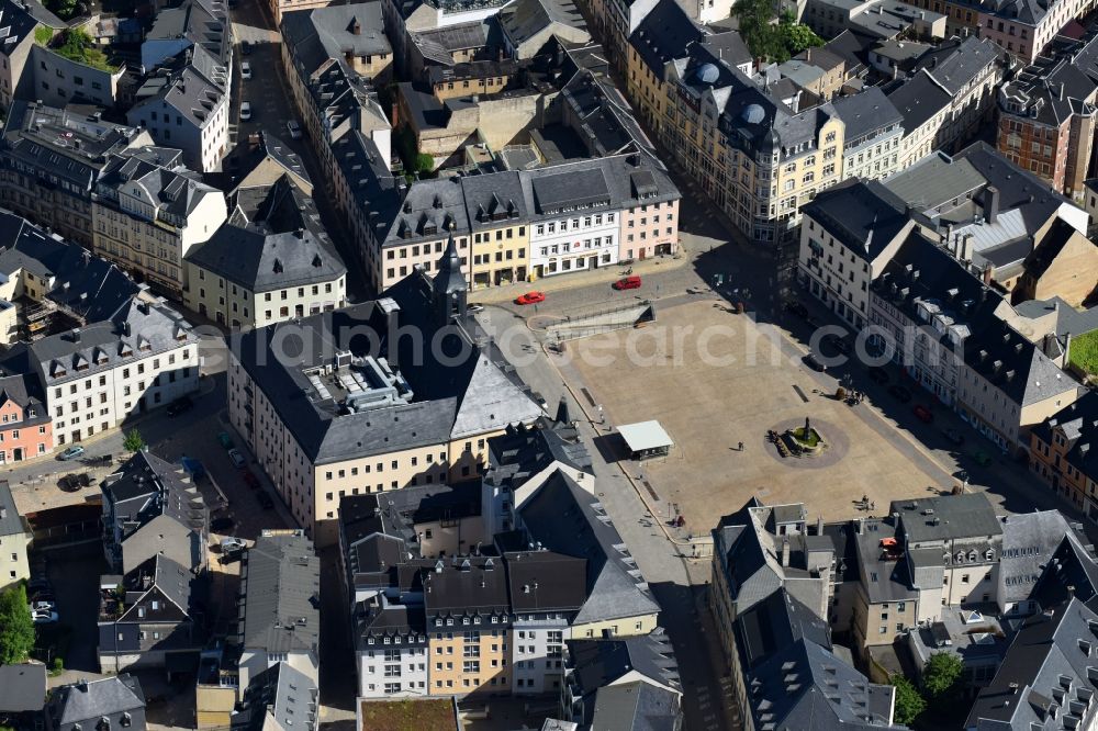 Aerial image Annaberg-Buchholz - Center market in Annaberg-Buchholz in the state Saxony, Germany