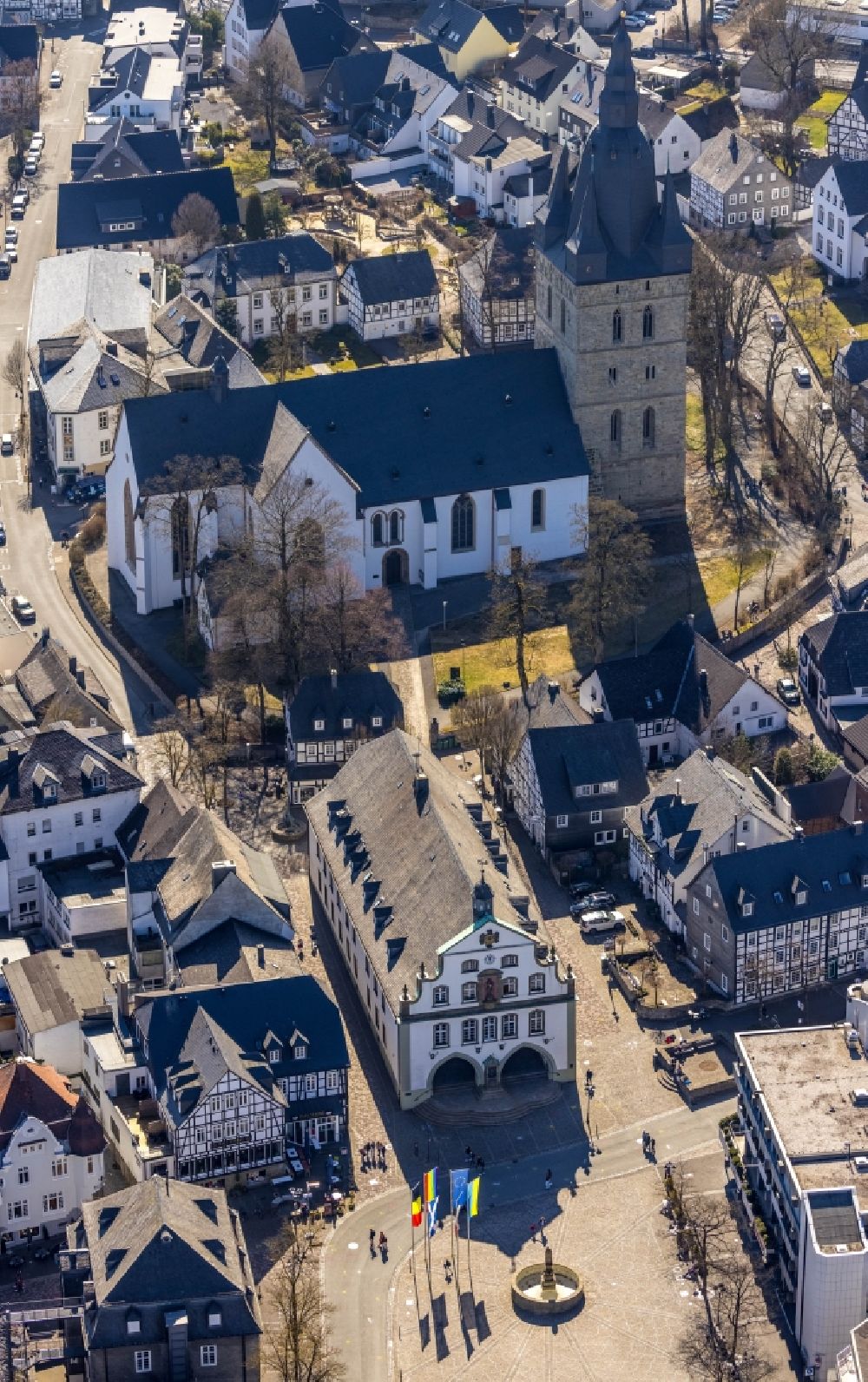 Brilon from the bird's eye view: Center market in Brilon at Sauerland in the state North Rhine-Westphalia, Germany