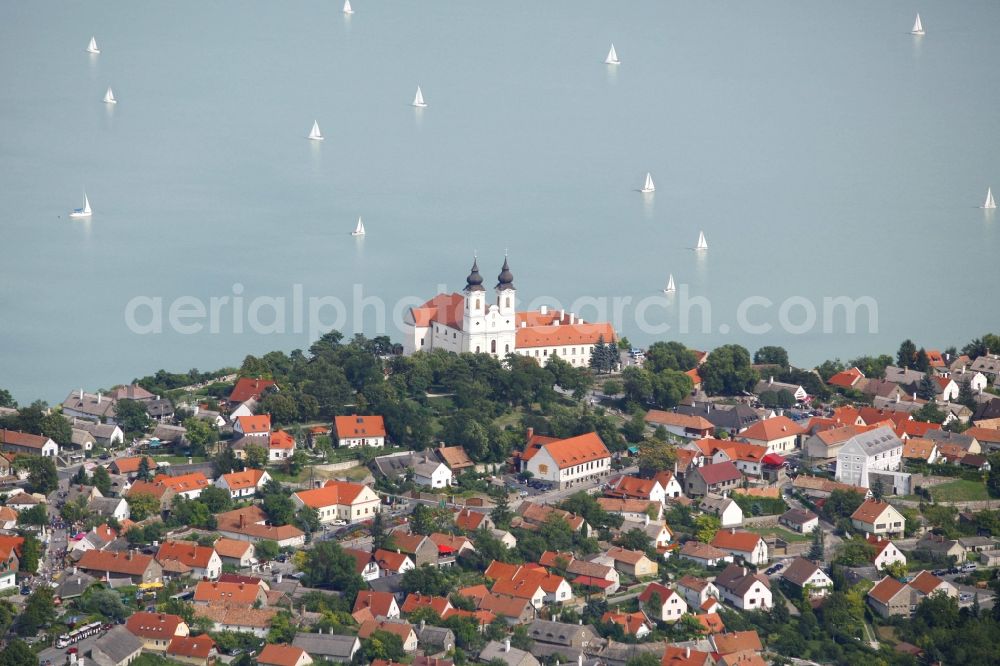 Tihany from the bird's eye view: Village on the banks of the area of lake Balton in Tihany in Wesprim, Hungary
