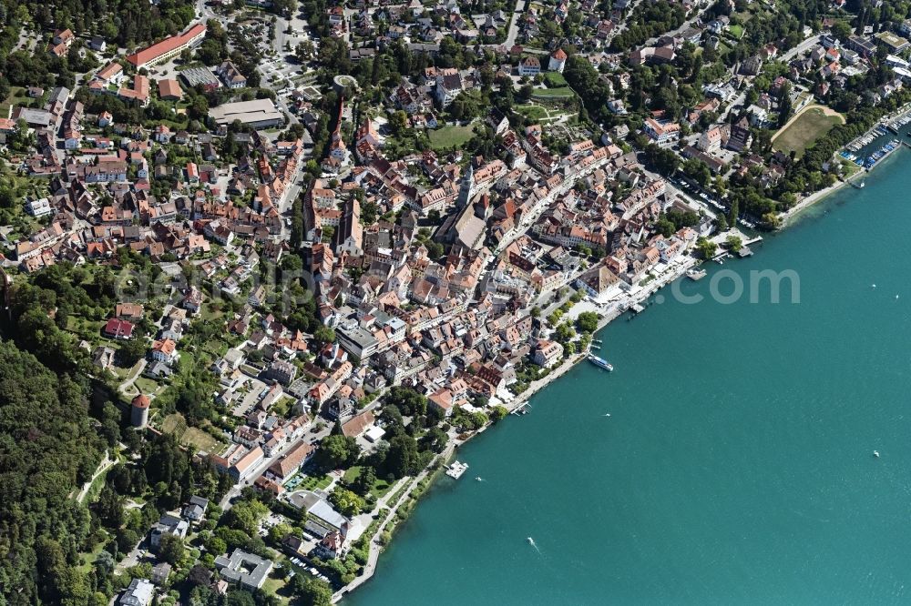 Überlingen from above - Village on the banks of the area Lake Constance in Ueberlingen in the state Baden-Wuerttemberg, Germany