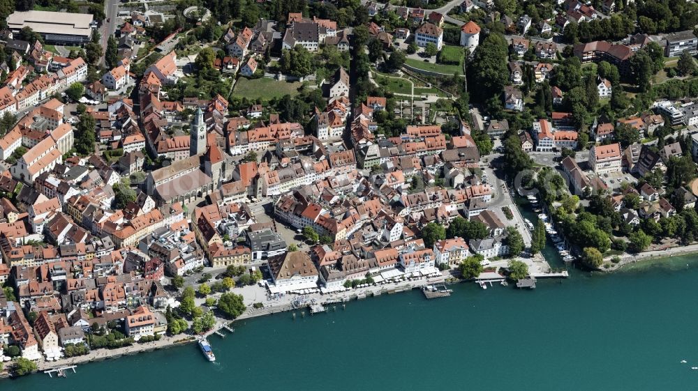 Überlingen from above - Village on the banks of the area Lake Constance in Ueberlingen in the state Baden-Wuerttemberg, Germany
