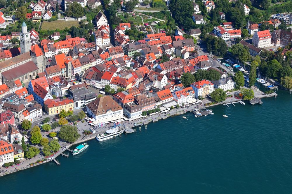 Aerial image Überlingen - Village on the banks of the area lake on lake of Constance in Ueberlingen in the state Baden-Wuerttemberg, Germany