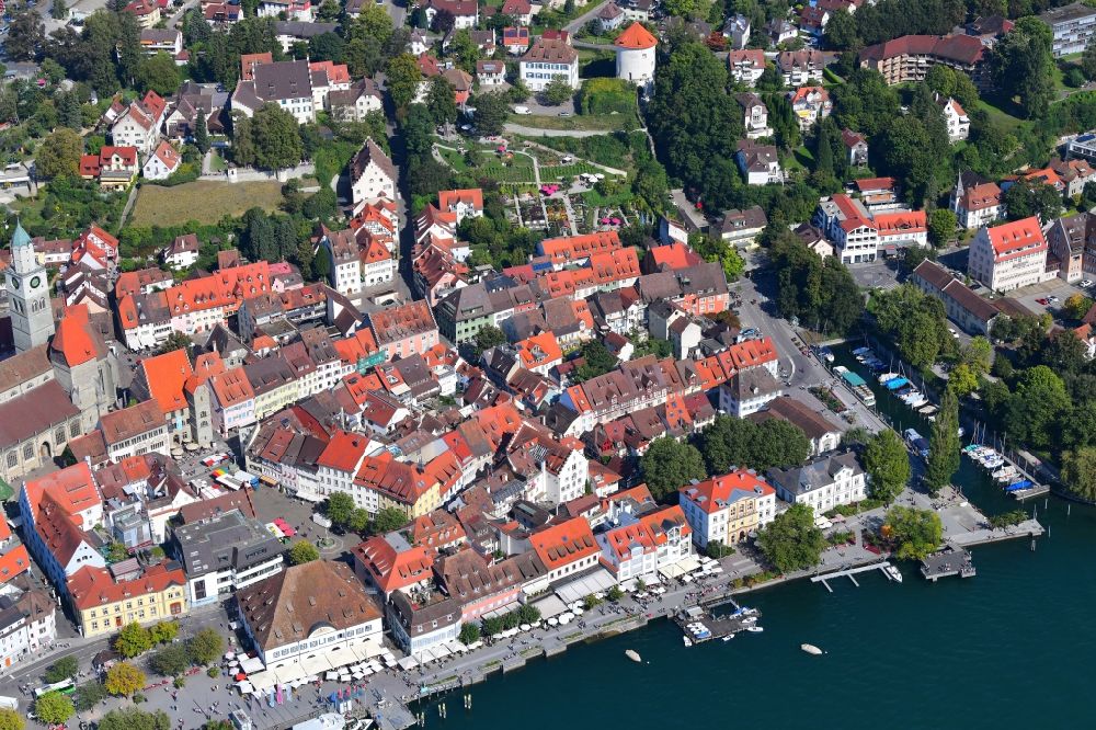Überlingen from above - Village on the banks of the area lake on lake of Constance in Ueberlingen in the state Baden-Wuerttemberg, Germany