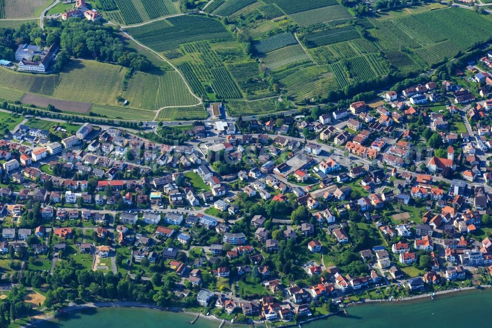 Aerial image Immenstaad am Bodensee - Village on the banks of the area of Lake of Constance in Immenstaad am Bodensee in the state Baden-Wurttemberg, Germany