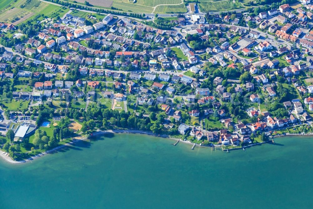 Immenstaad am Bodensee from above - Village on the banks of the area of Lake of Constance in Immenstaad am Bodensee in the state Baden-Wurttemberg, Germany
