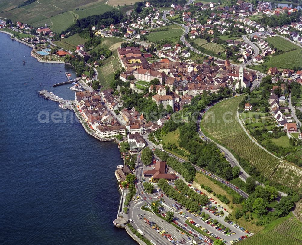 Aerial image Meersburg - Village on the banks of the area of Lake of Constance in Meersburg in the state Baden-Wurttemberg, Germany