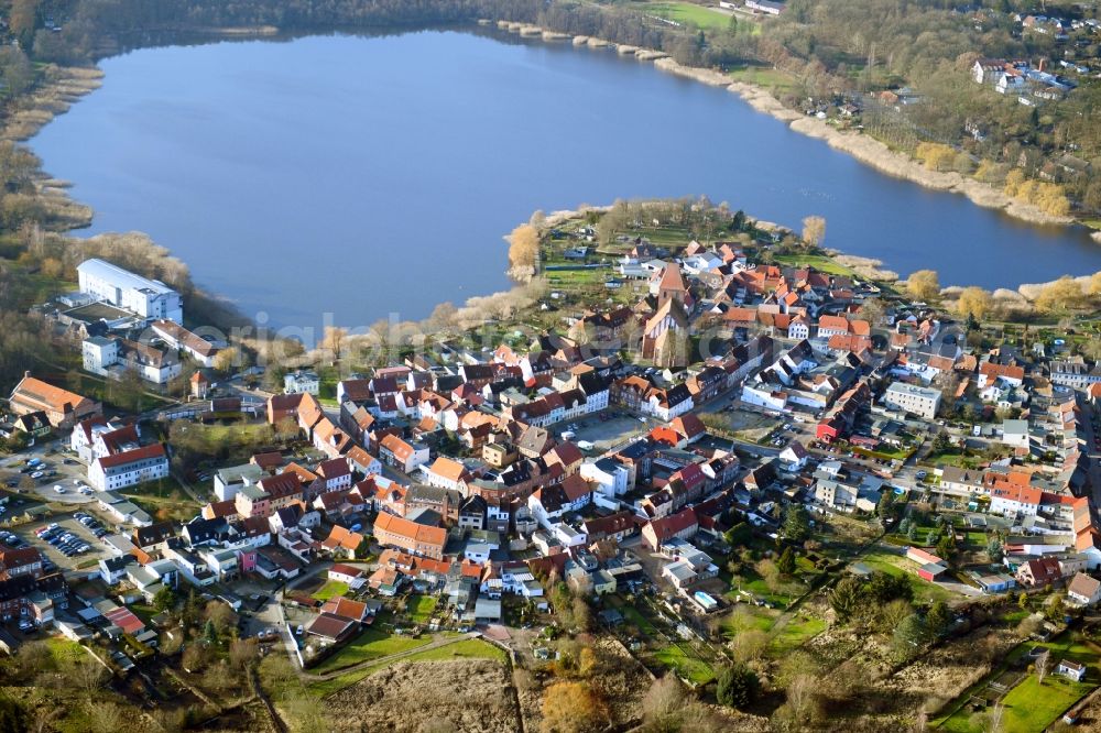 Crivitz from above - Village on the banks of the area on Crivitzer See in Crivitz in the state Mecklenburg - Western Pomerania, Germany