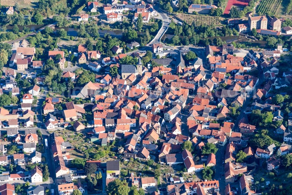 Aerial photograph Odernheim am Glan - Village on the banks of the area Glan - river course in Odernheim am Glan in the state Rhineland-Palatinate, Germany