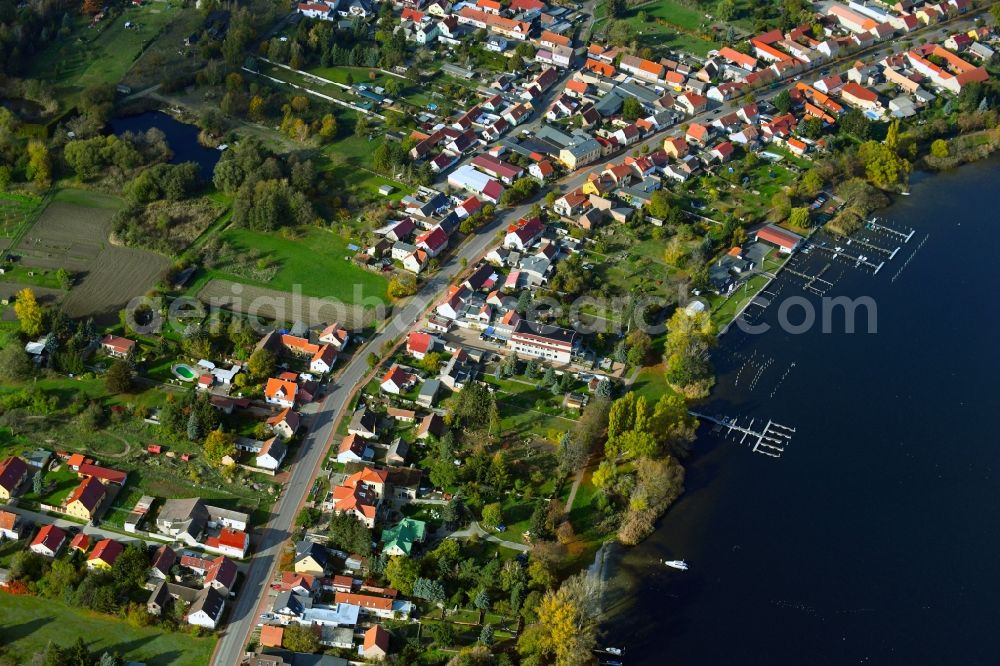 Wusterwitz from above - Village on the banks of the area Grosser Wusterwitzer See in Wusterwitz in the state Brandenburg, Germany