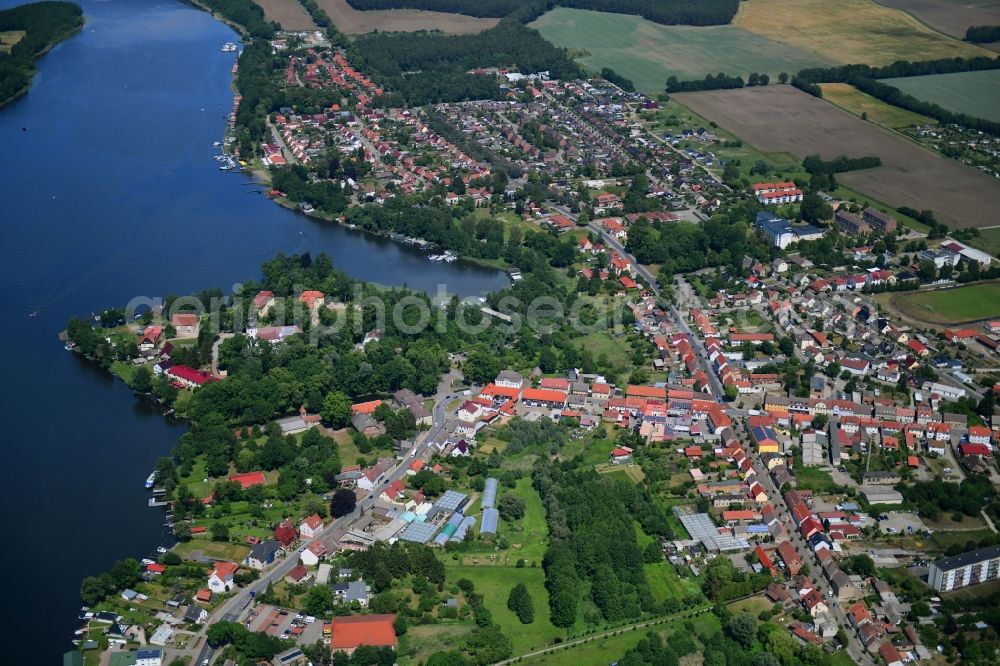 Aerial image Mirow - Village on the banks of the area Mirower See in Mirow in the state Mecklenburg - Western Pomerania, Germany
