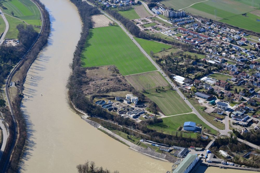 Albbruck from above - Village on the banks of the area Rhine - river course in Albbruck in the state Baden-Wurttemberg, Germany