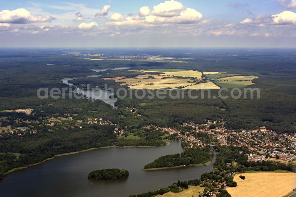 Alt Ruppin from above - Village on the banks of the area lake of Ruppiner See in Alt Ruppin in the state Brandenburg, Germany
