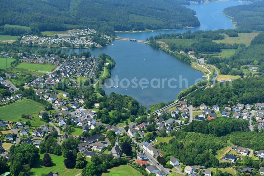 Aerial image Amecke - Village on the banks of the area of Sorpe in Amecke in the state North Rhine-Westphalia, Germany