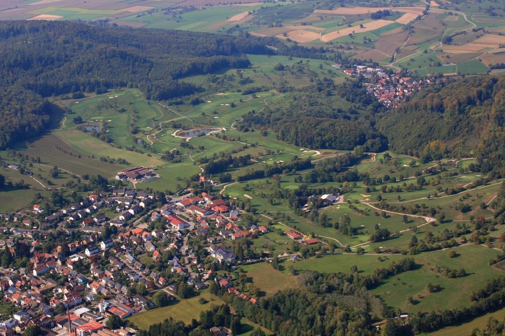 Aerial image Kandern - Grounds of the golf course of the Golfclub Markgraeflerland at the outskirts of Kandern in the state Baden-Wurttemberg, Germany