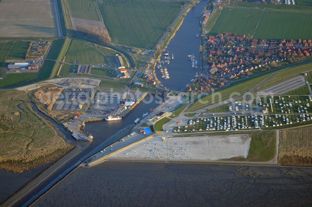Aerial image Wangerland, Harlesiel - The district Harlesiel in Wangerland in the state Lower Saxony