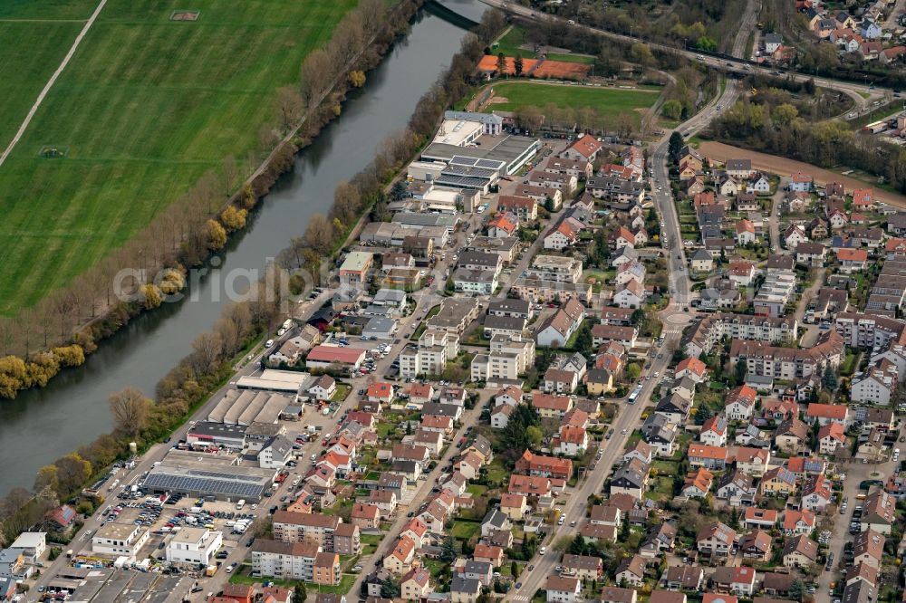 Heilbronn from the bird's eye view: Cityscape of the district Horkheim in Heilbronn in the state Baden-Wuerttemberg, Germany