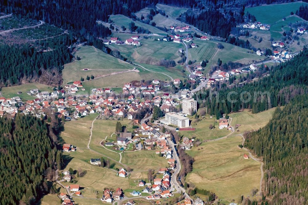 Baiersbronn from the bird's eye view: The district Obertal in Baiersbronn in the state Baden-Wuerttemberg, Germany