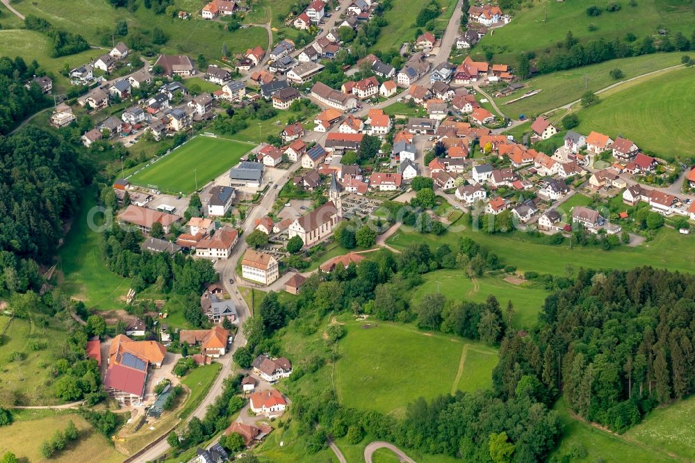 Aerial image Schuttertal - The district Schweighausen in Schuttertal in the state Baden-Wuerttemberg, Germany