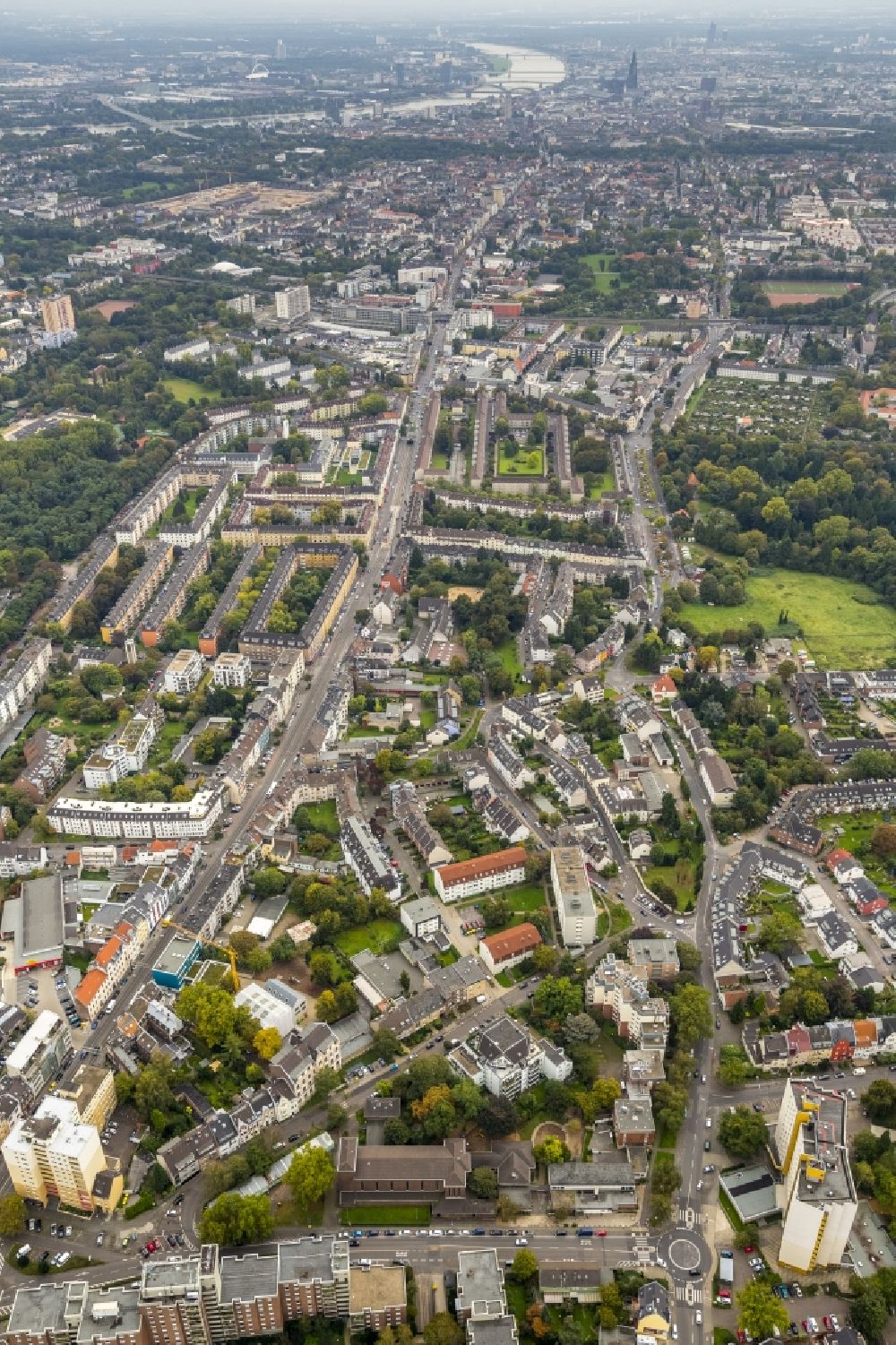 Aerial photograph Köln OT Weidenpesch - District view of Weidenpesch in Cologne in the state North Rhine-Westphalia