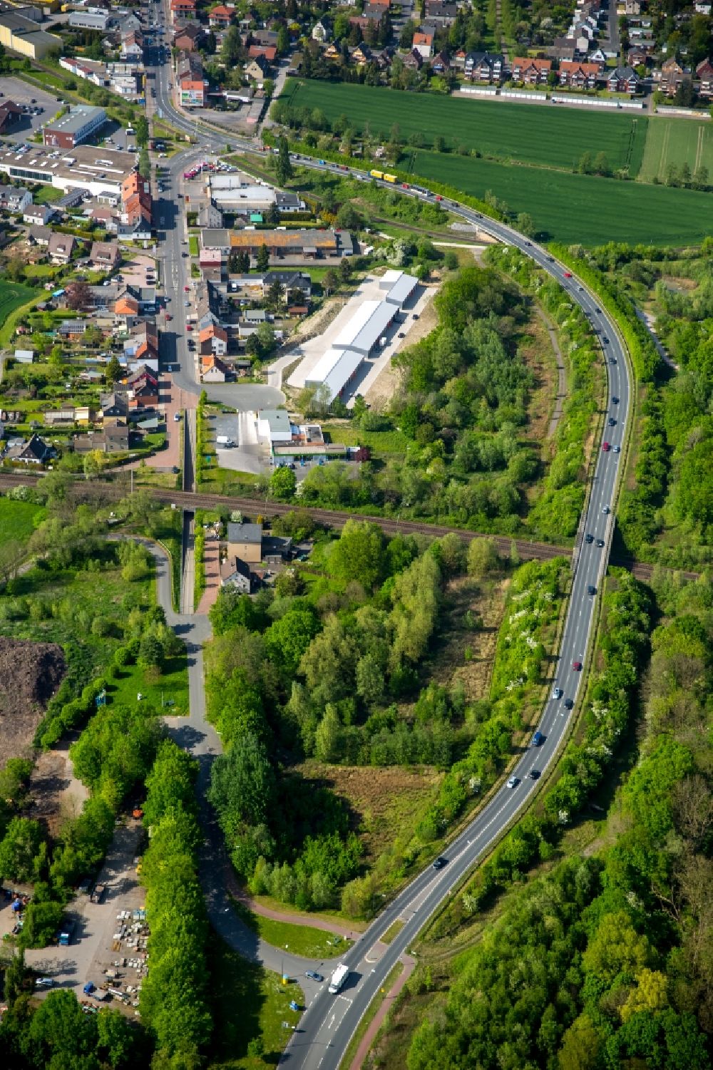 Aerial photograph Hamm - Local bypass of federal highway B63 berge in Hamm in the state North Rhine-Westphalia