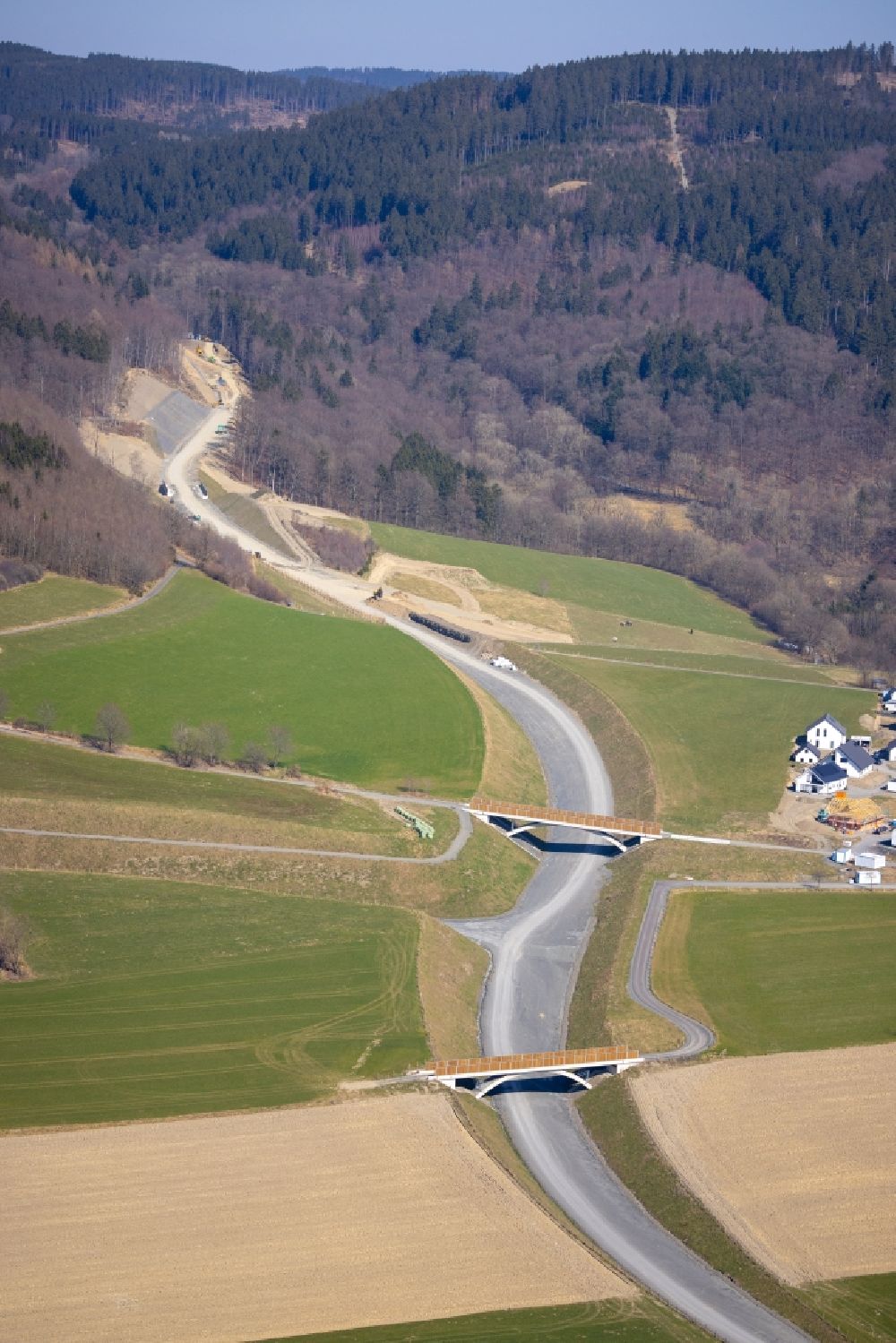 Aerial photograph Bad Fredeburg - Bypass road in in Bad Fredeburg at Sauerland in the state North Rhine-Westphalia, Germany