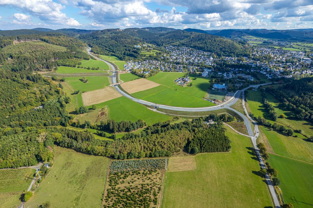 Aerial photograph Bad Fredeburg - Bypass - bypass - road course of Altenilper Strasse in Bad Fredeburg in the Sauerland in the state North Rhine-Westphalia, Germany