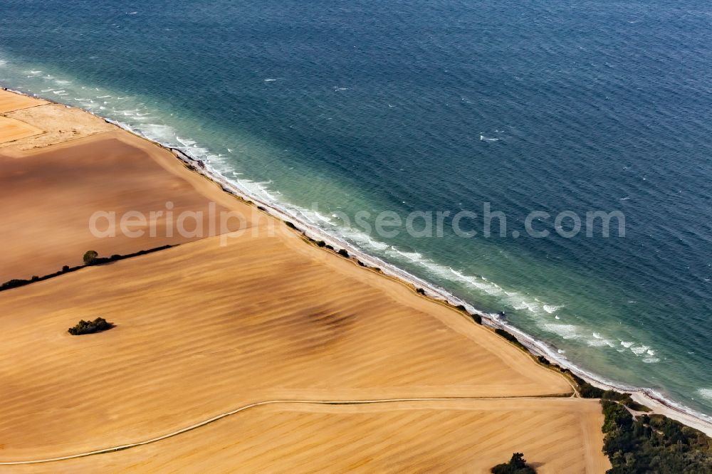 Strande from the bird's eye view: Baltic Sea - coastal landscape on the cliffs northwest of Buelk in Strande in the state Schleswig-Holstein, Germany